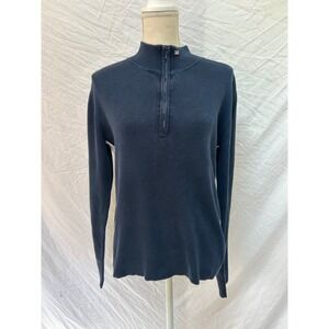 Polo Jeans Company RL67 Womens Quarter Zip Pullover Sweater Blue White XL